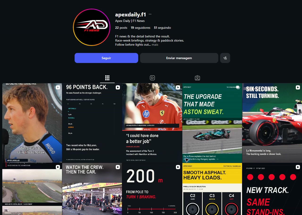 Tela real de Apex Daily